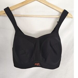 Panache Wired Sport Bra Black Underwire Support Full‎ Cup Full Figure 38DD 5021